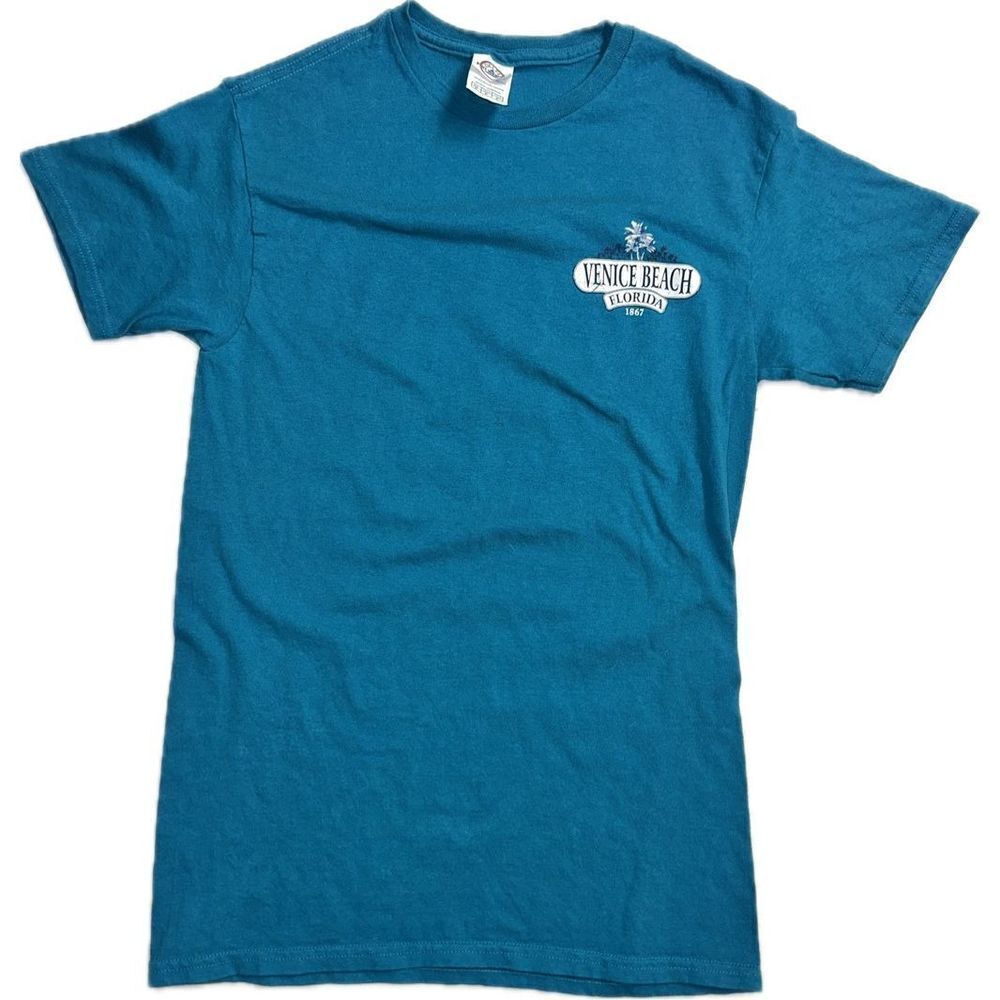 Vintage 90's‎ Venice Beach Florida 1867 Turquoise T-Shirt Men's Size S Delta Pro